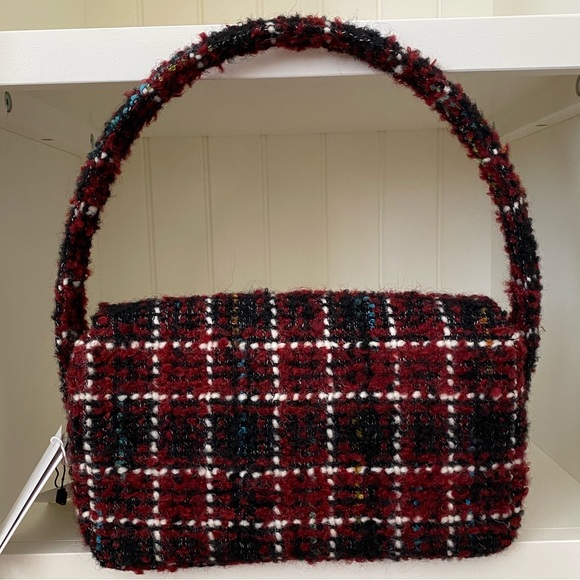 Anine Bing Nico Shoulder Bag in Cherry Plaid Tweed - Picture 2 of 8